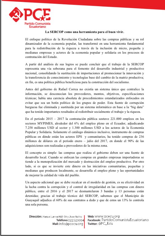 JJCC_Ec's tweet photo. Compartimos comunicado del Partido Comunista Ecuatoriano sobre @SERCOPec -->https://t.co/tlLnFN9DuQ @SanSoberano https://t.co/OEfBSIQWHA