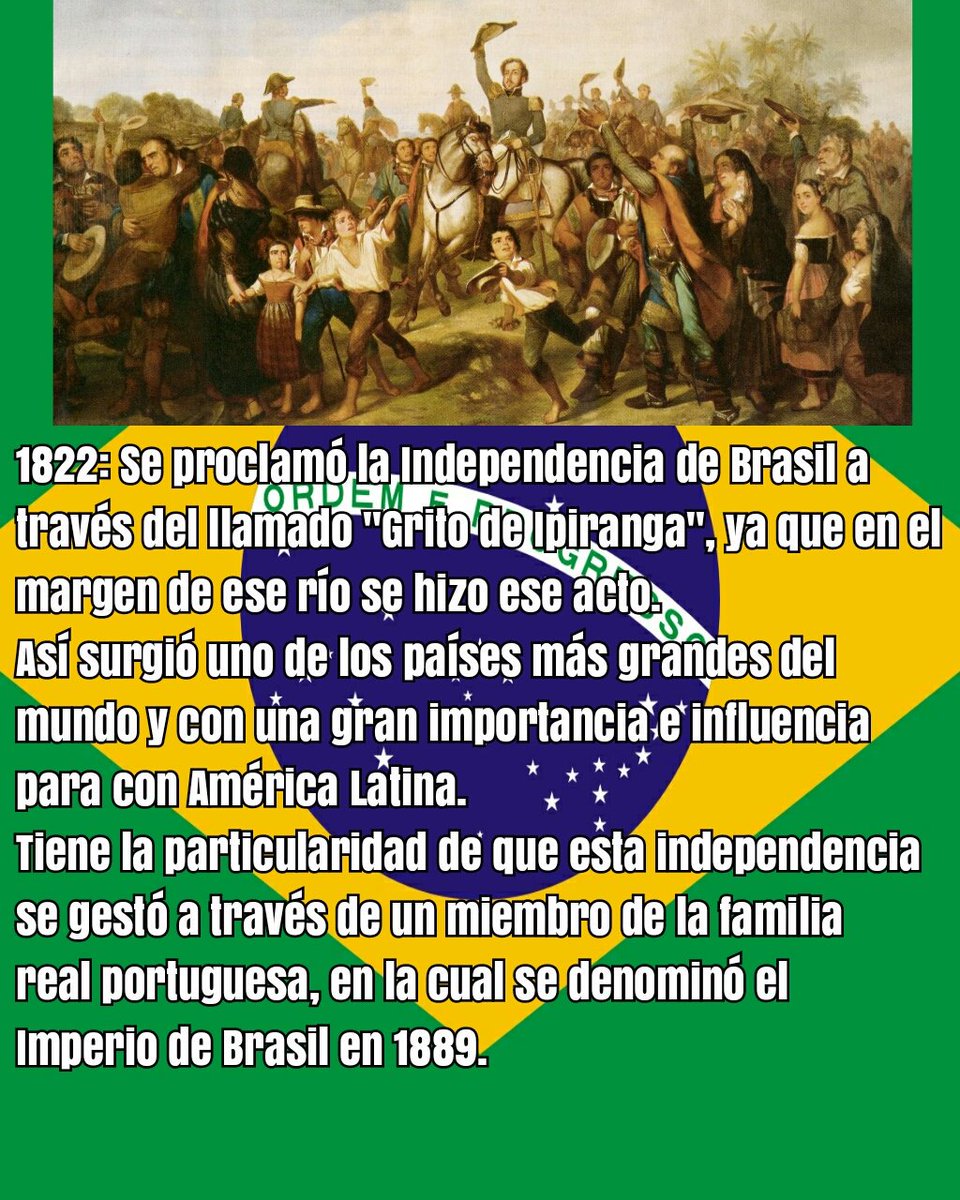 #UnDiaComoHoy 
#HistoriaInternacional
#GritoDeIpiranga