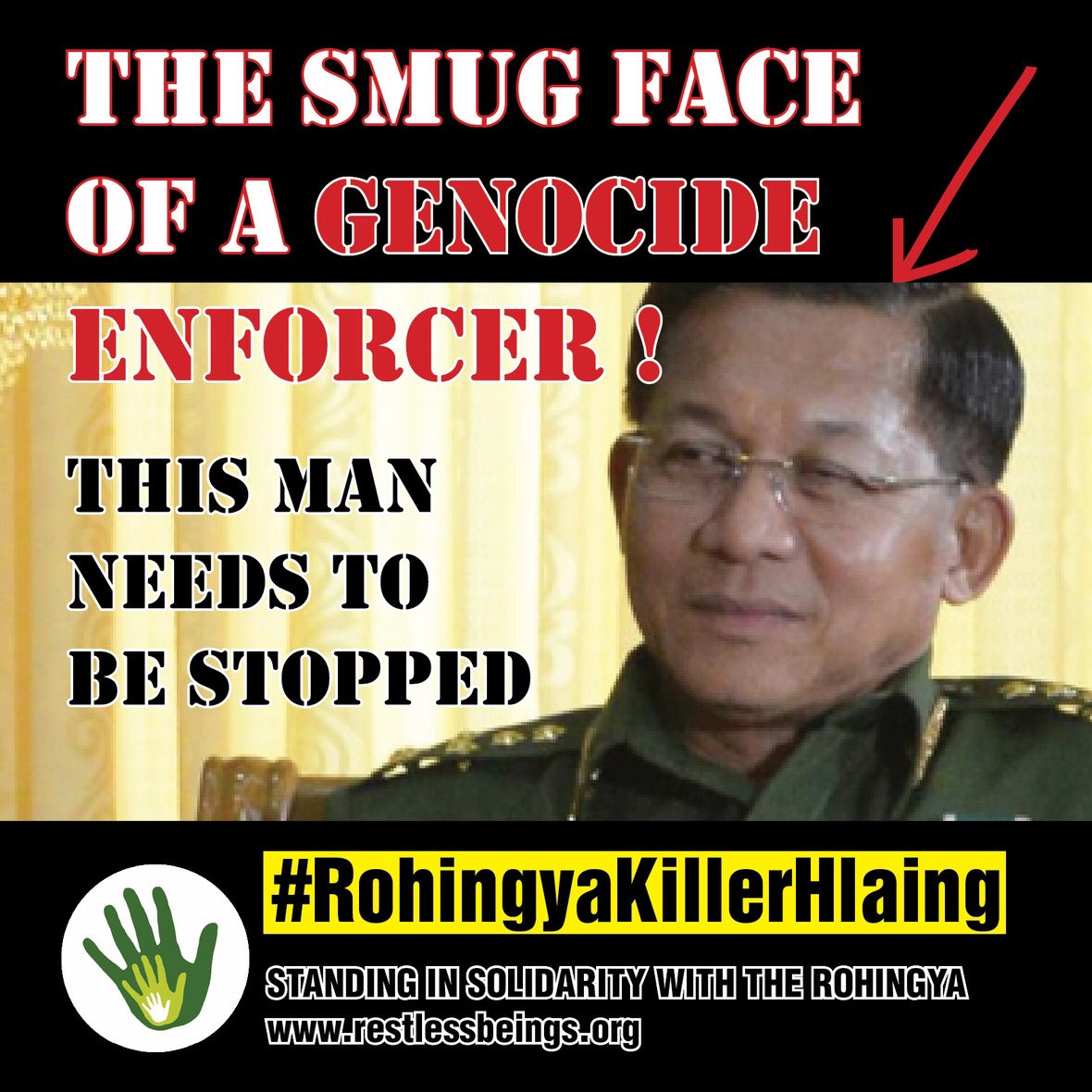 AshjaarulJannah's tweet photo. Social media storm at 9pm!! Mount pressure to stop the genocide on our Rohingya brothers and sisters!

#RohingyaKillerHlaing https://t.co/XQjDdgGYMH