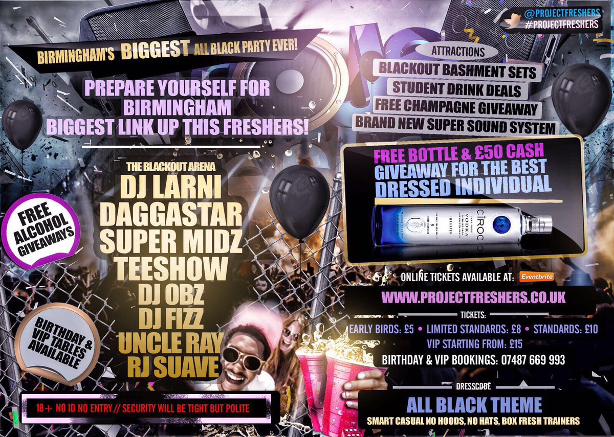 _28deee's tweet photo. ⚫ #ProjectFreshers Birmingham's Biggest All Black Party 🎉⚫⚫

🌑 2 Weeks Till #Project Freshers 📆🙌🏽

https://t.co/Us8CtnTrGn https://t.co/GIM4azCvck
