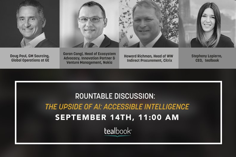 tealbook's tweet photo. Join us for an interactive discussion in Boston, MA @dougpaul @GoranCangl #HowardRichman #ProcurementLeaders #AI #accessibleintelligence https://t.co/Ns13gTBWgQ