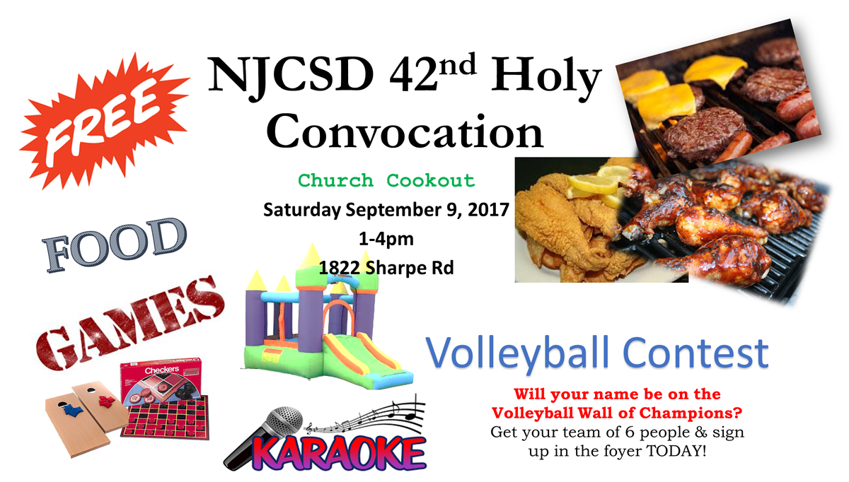 NewJCOfficial's tweet photo. All are invited to our Convocation Cookout Free Food Music Games & the Annual Volleyball Contest Sign up today w/ ur team of 6
#NJCSDHC17 https://t.co/NPL3QAbz3T