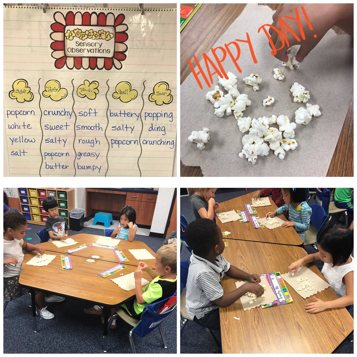 MsHKinderCrew's tweet image. Scientists use their 5 senses when making observations!!! Tasting the product is a must right?! 😉🍿#wearescientists #popcornfun @LindseyElem