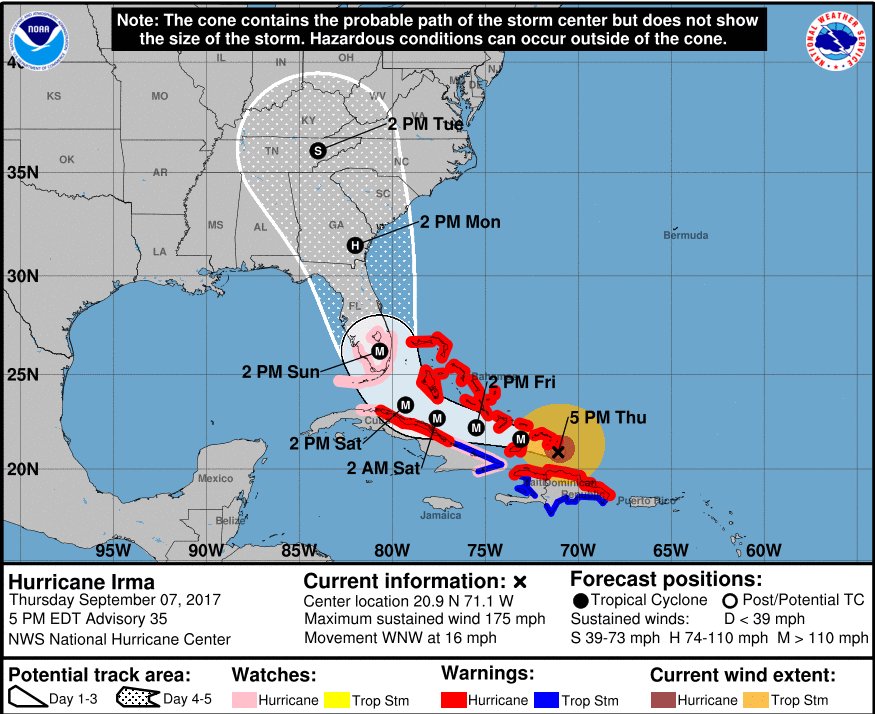 Latest Hurricane #IrmaNC advisory track &amp; wind speed probabilities from <a href="/NHC_Atlantic/">National Hurricane Center</a> #ncwx