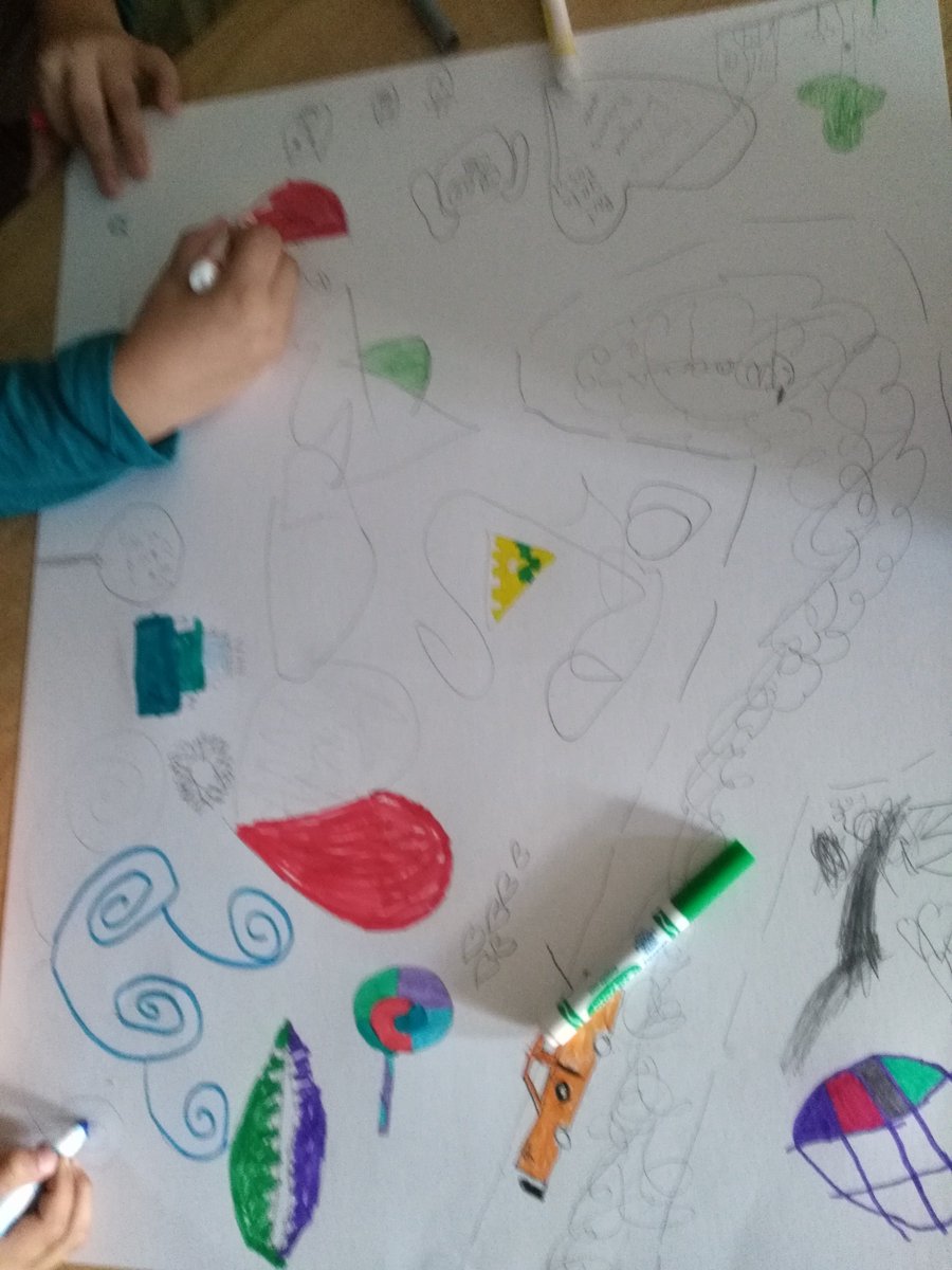 Building class community by creating a musical collaborative visual arts masterpiece. Wow what artists!