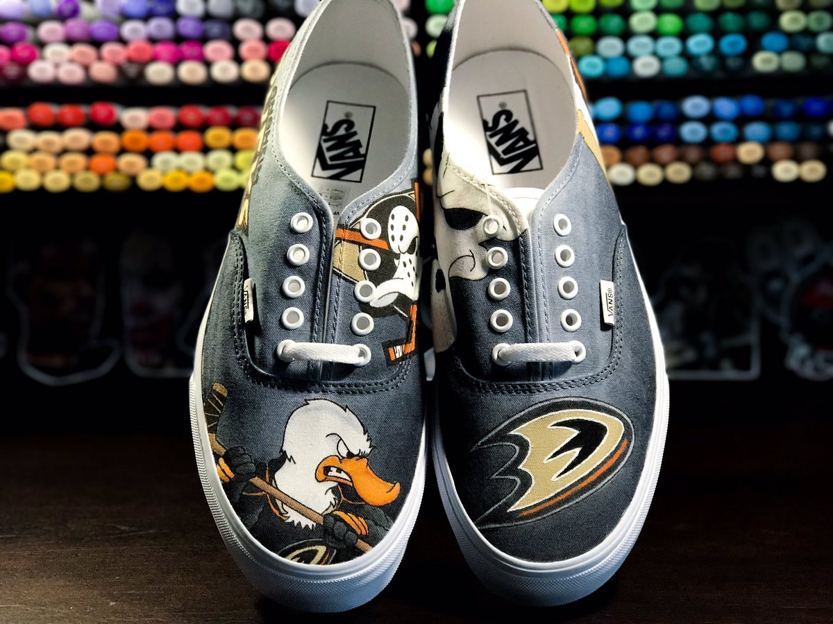 Customs on Twitter: "Custom Anaheim Ducks Vans! Crafted with Copics markers and paints🎨 #anaheimducks #duckshockey https://t.co/NtZVQ2sv22" / Twitter