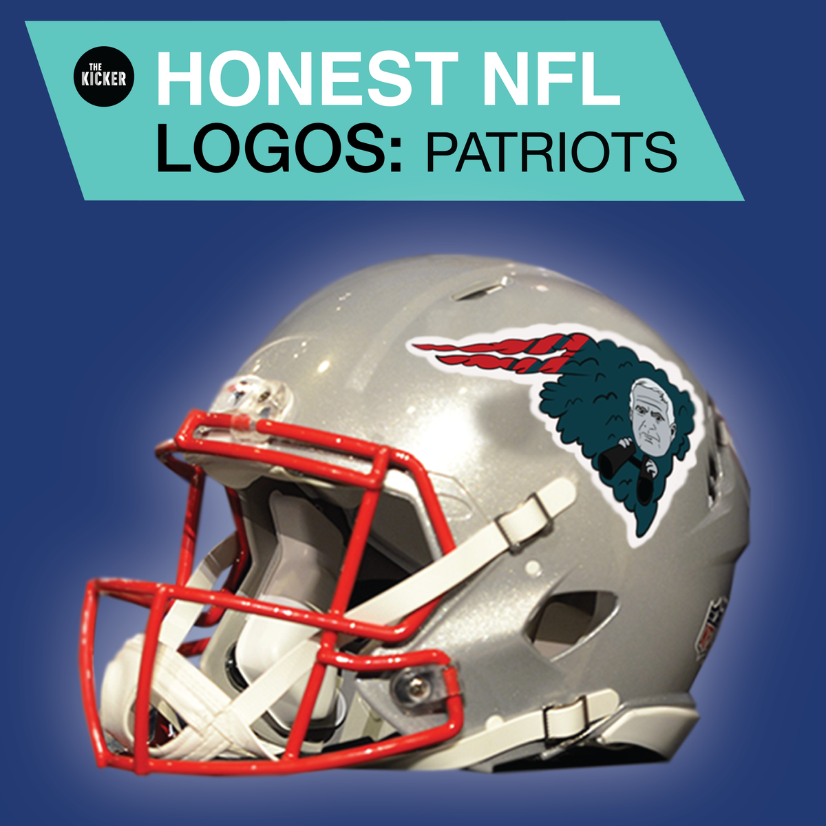 TheKicker's tweet photo. Pats definitely want spying Belichick on the helmets. #HonestLogos https://t.co/wZmB1W9TX8