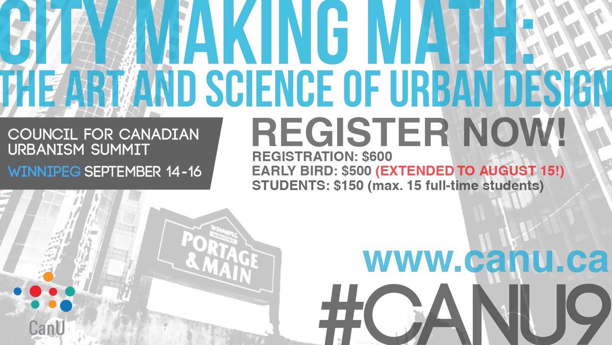 CanUrbanism's tweet photo. Have you looked at our remarkable #CanU8 program yet? Urban design, transportation, urban growth, media & urbanism...https://t.co/MO0oE0x6GP https://t.co/X5QifETJrI