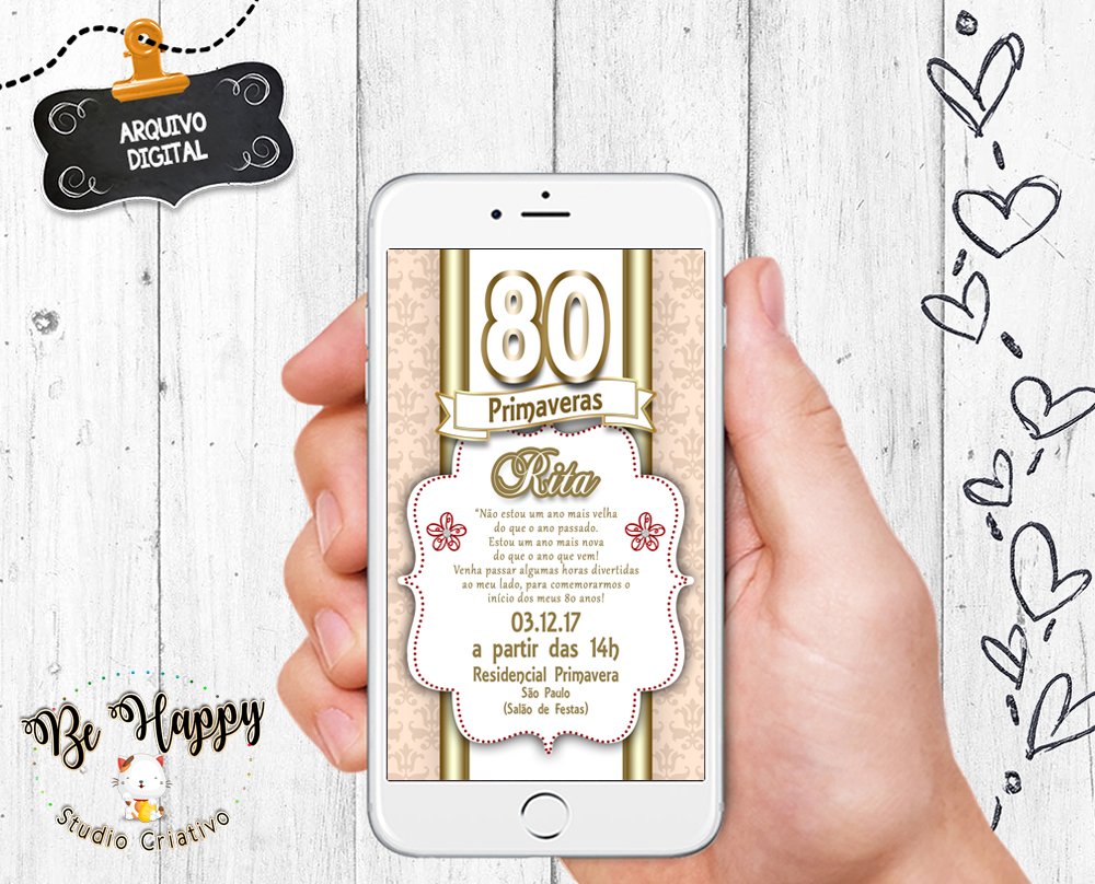 behappystudioc's tweet photo. Convite digital whatsapp Festa de 80 anos #convitedigital #80anos #festa80anos #convite80anos #aniversário80anos https://t.co/PJG7aTAC9l