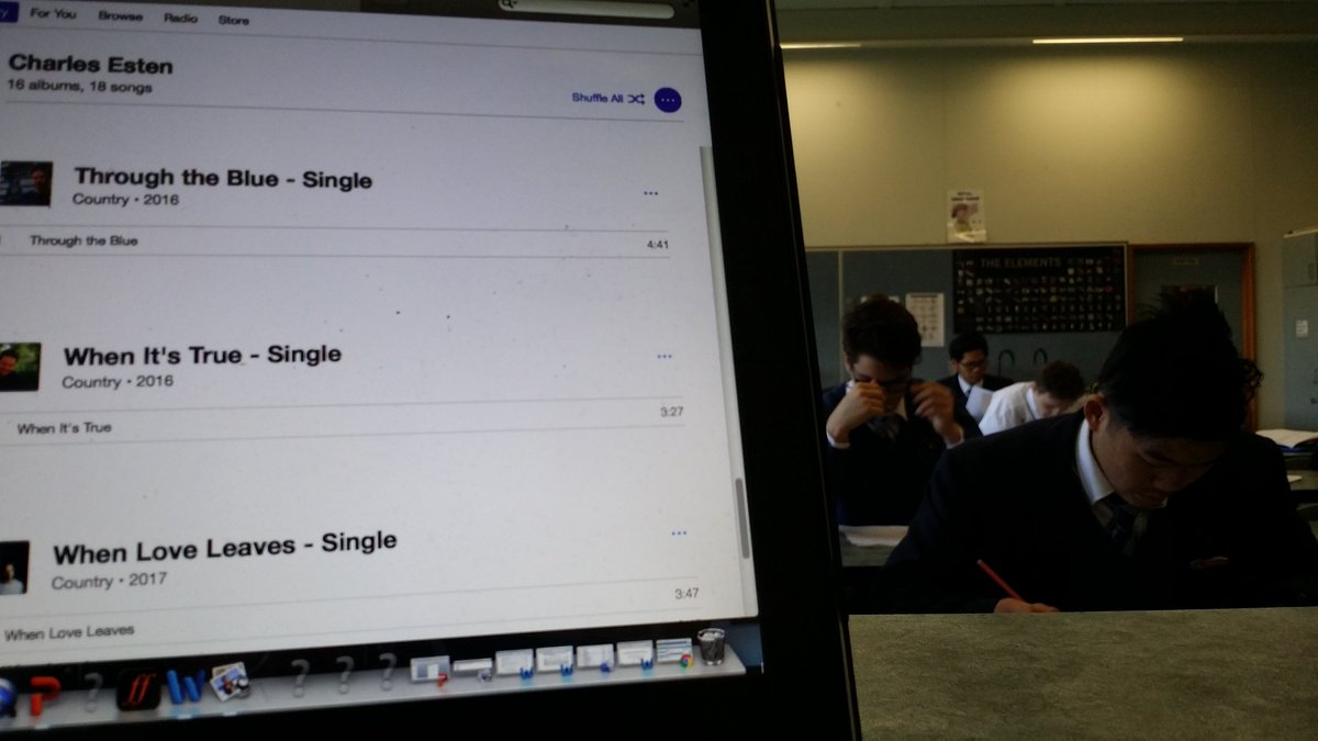 mahondc's tweet photo. Chem boys listening 2 #EverySingleFriday playlist #InChemClass as they complete their last ever school assessment💕🎸4 U Doc they said to me 😆 https://t.co/Y08AtnzK9b