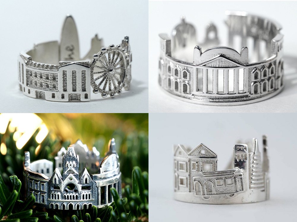 виды замком в ювелирных украшениях. город перстень. оля шехтман кольца. перстень город. кольцо в виде города.
