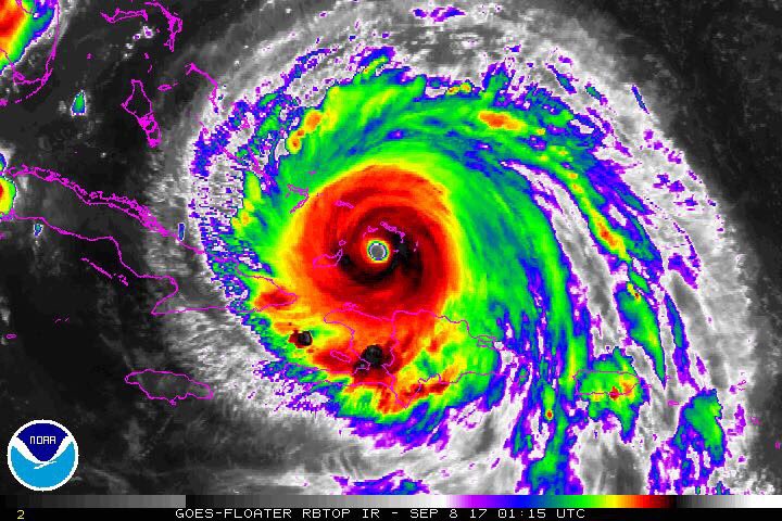 EdwardShearer's tweet photo. Eye of Hurricane Irma about 18 miles south of us in Providenciales right now. Directly over French Cay. #IrmaHurricane https://t.co/Sdt56M7kyE