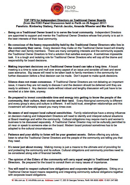 JoinFDIO's tweet image. FDIO's Top Tips for Independent Directors on Traditional Owner boards. Thanks to our panelists for their ace input.  What are your tips?
