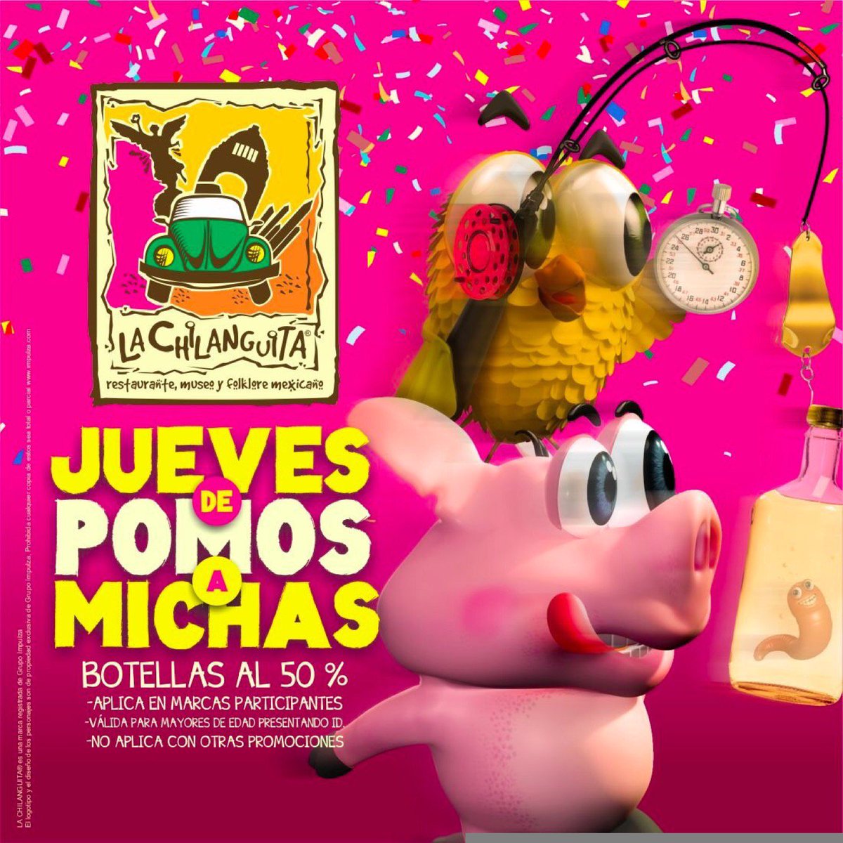 Con toda la actitud jueves de pomos al 50 en Loreto (@ La Chilanguita - @laschilanguitas) swarmapp.com/c/fHMXS1uRNlB