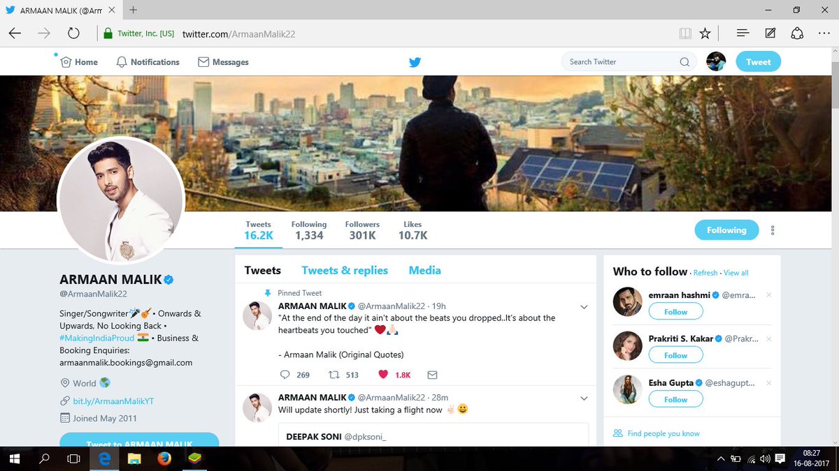 thedaringhindu's tweet photo. @ArmaanMalik22 this is the pic of 10th August 301k n today on 9th september 333.3k 
growing v v v fast 
#BeingGlobal #GlobalAM 
we need a chat session soon https://t.co/55Fz1PKEdP