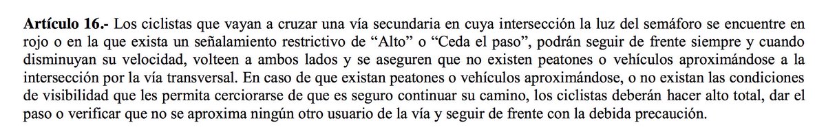Giliux's tweet image. Art. 16 del Reglamento de Tránsito es una innovación que no se debe perder al generar un Reglamento nacional único #RollingStop