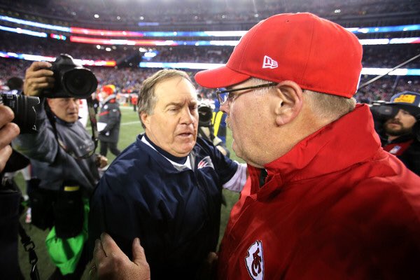 JeffSkversky's tweet photo. Andy Reid:

•1st coach in NFL History to beat the Patriots in 1st GM after Patriots won @SuperBowl the season before!

(NE Previously 4-0) https://t.co/BUkrojmO1Q