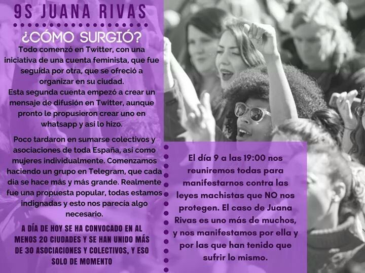 Marcha7Nmadrid's tweet photo. Hacemos un llamamiento a participar en las concentraciones convocadas para este sábado 9 a las 19.00h #JuanaSomosTodas https://t.co/Dle2ms6VwH