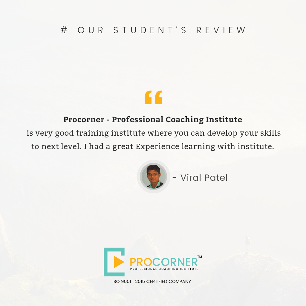 procorner_in's tweet photo. Our Student's Review :
#Review #LearnSurat #ITCareer #Education #IT_Training #Procorner #ProfessionalCoaching
https://t.co/vYNcdSXWTW https://t.co/Z6YasHVN0N