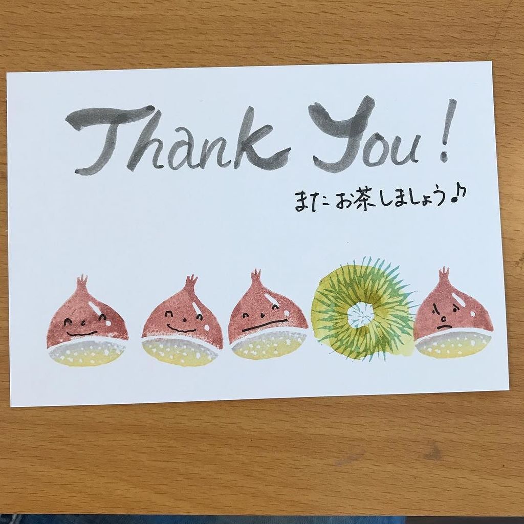 和モダンな絵手紙を楽しむ者です در توییتر 先生の添削 栗に表情つけてくださいました なるほど サンキューレター お礼状 お礼はがき ハガキ グリーティングカード 野々山敦子先生 絵手紙 消しゴムはんこ ポップ絵手紙 ツキネコスタンプ そらまめスタンプ
