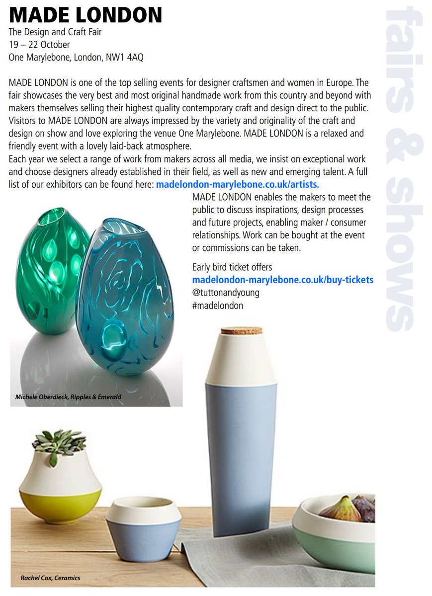 RC_CERAMICS's tweet photo. I will be showing at Made Marylebone on stand 72 from 19 - 22nd October @TuttonandYoung https://t.co/HgnlxjgoCc