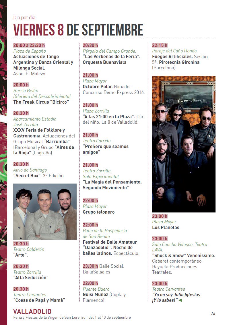 Para celebrar el día de nuestra patrona, la Virgen de San Lorenzo, la programación de las #FiestasVLL2017 ofrece todas estas actividades 👇👇