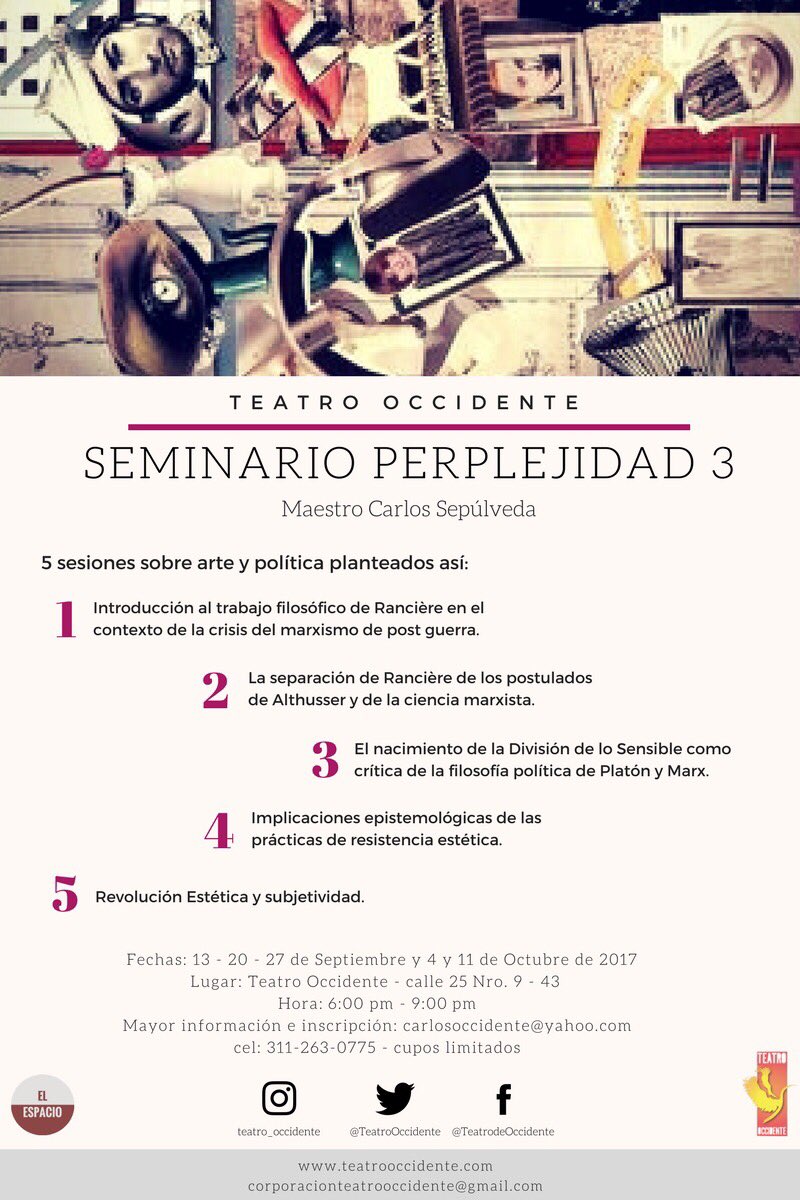 Teatro Occidente abre SEMINARIO PERPLEJIDAD 3 ¡Te esperamos!