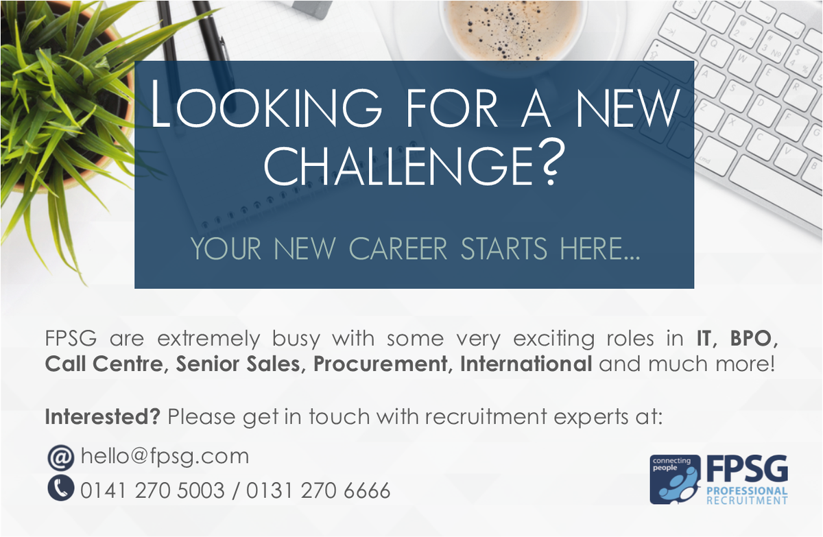 FPSGrecruitment's tweet photo. FPSG are extremely busy with some very exciting roles in IT, BPO, Call Centre, Senior Sales, Procurement, International and much more! https://t.co/DN3fdhHHp6
