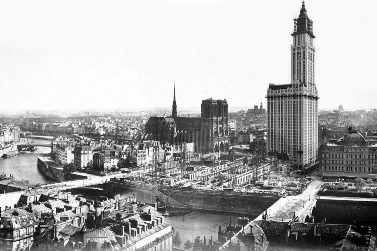klaustoon's tweet photo. Luis Fernandes: 'Haussmanhattan', blending Paris and the New York of the 1910-1930s #obsessivephotocollagers #scifi #utopia https://t.co/4TKynlnukK