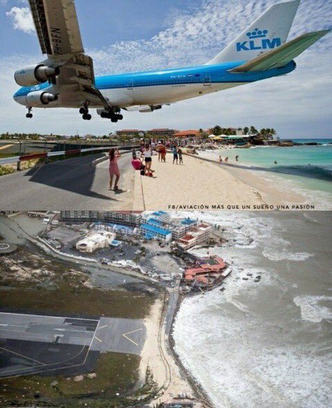 mggil81's tweet photo. Playa Maho en San Martín, conocida por las impresionantes imágenes que deja la llegada de aviones a su aeropuerto. #IrmaHurricane2017 https://t.co/ENwsZUS4yp