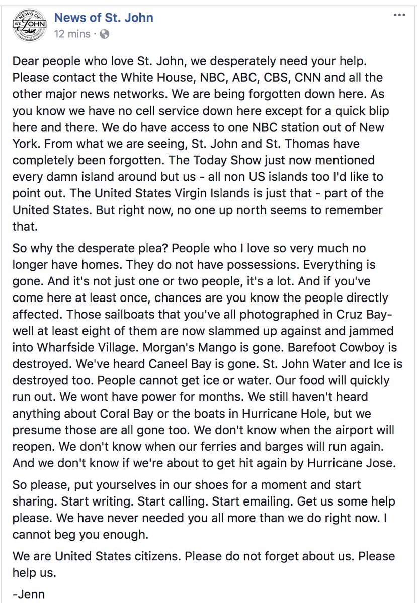 spann's tweet image. Still learning of severe damage left by Irma on the islands in recent days…