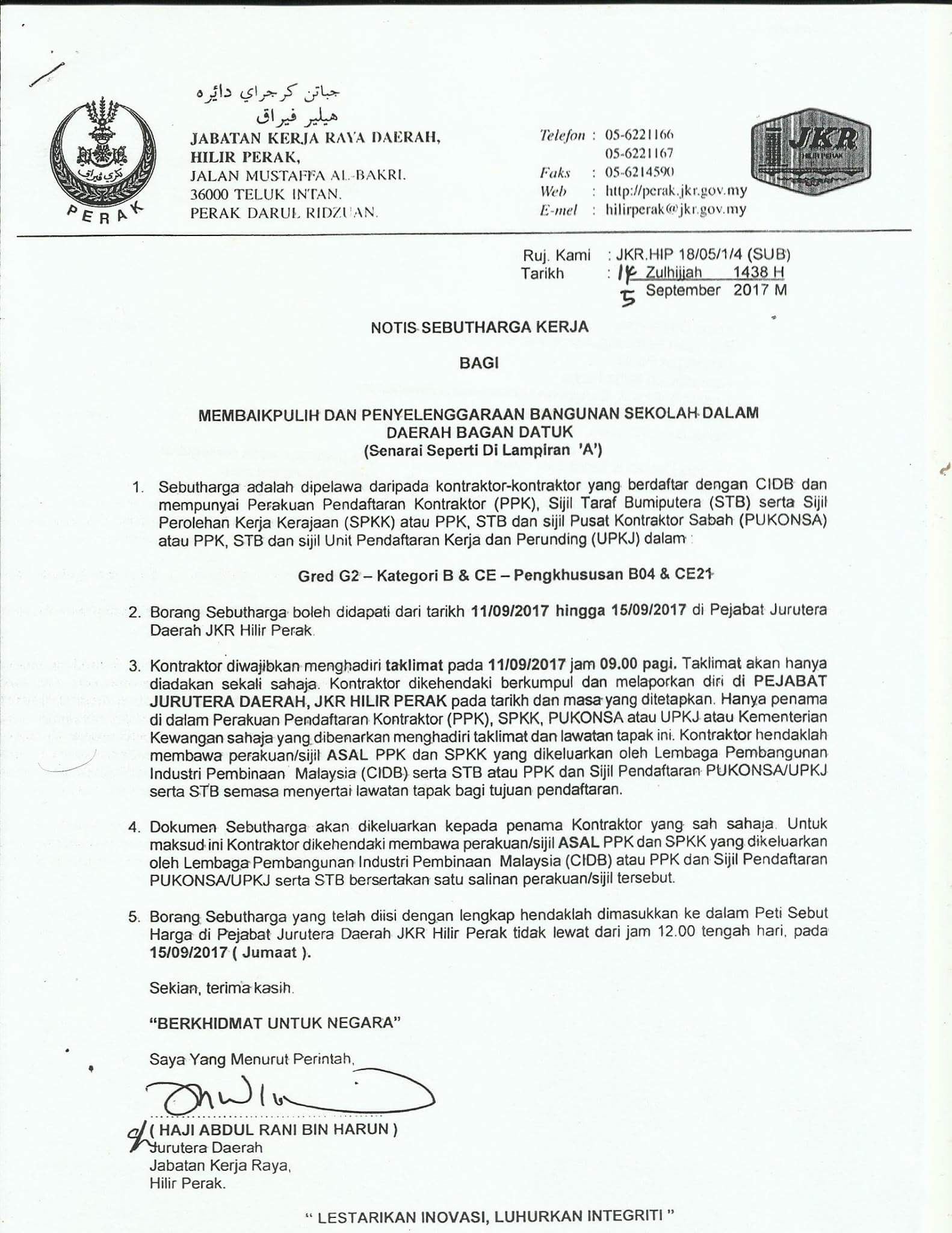 Jkr Hilir Perak On Twitter Terbuka Kepada Kontraktor Kelas G1 Dan G2 Jkrperak Jkrmalaysia Https T Co Zkfnbewln7 Twitter