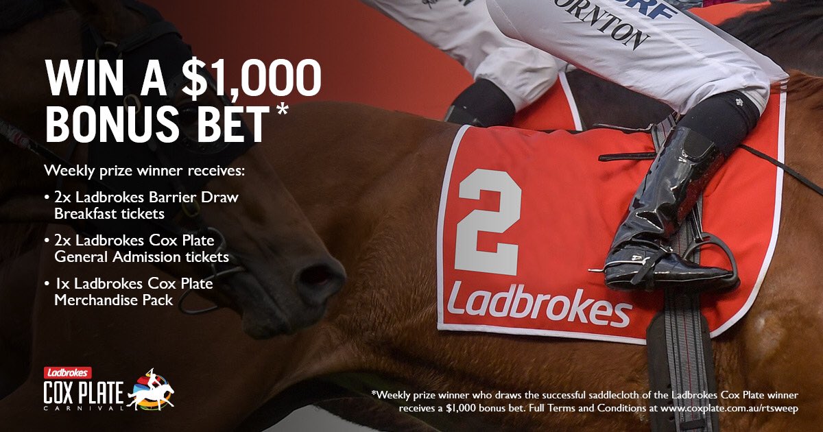 RETWEET TO WIN: Follow <a href="/CoxPlate/">Cox Plate Carnival</a> and share to own No.2 in the Ladbrokes <a href="/CoxPlate/">Cox Plate Carnival</a> field - coxplate.com.au/rtsweep