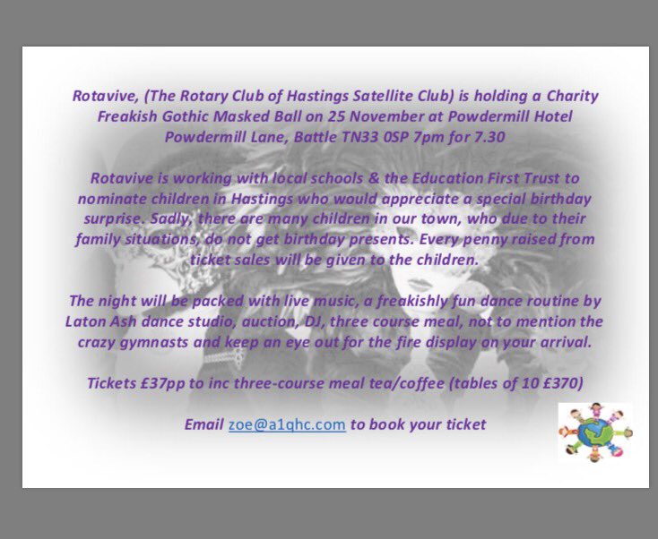 zoekr1's tweet photo. #charity #freakish #maskedball @PowderMillHotel @RotaviveHast @rotary tickets on sale now https://t.co/cOZSL8C1jZ