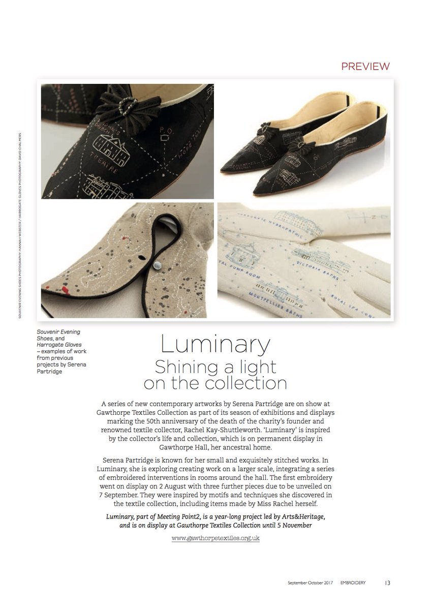 Thanks to #EmbroideryMagazine for the #Luminary #MeetingPoint2 preview in Sept/Oct issue, featuring previous #Souvenirs #InspiredbyHarrogate