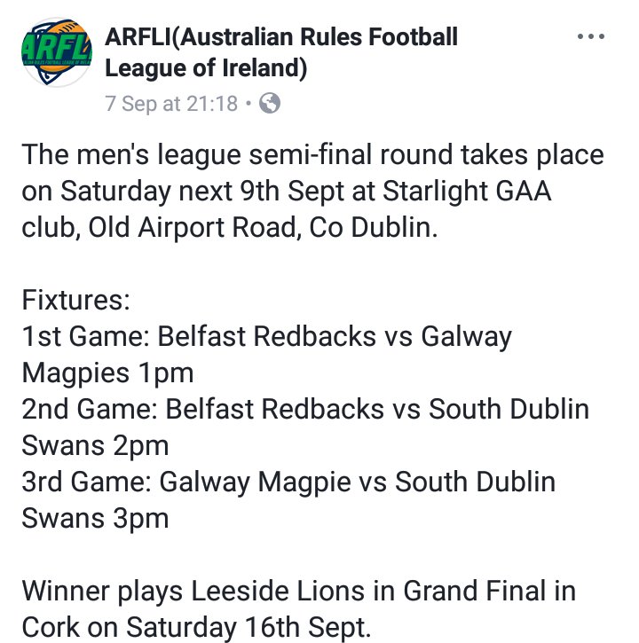 SouthDubSwans's tweet photo. Massive games on Saturday for the Swans. #finalspush #Amsterdam2k18 #carntheswannies https://t.co/mP9vEDk0h0