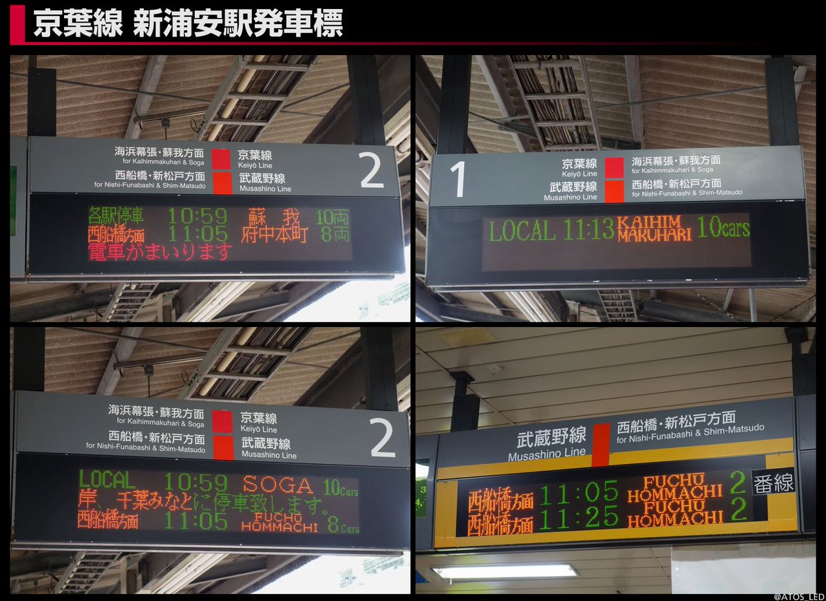 あとす A Twitter 既報の通り 京葉線 新浦安駅2番線ホームの発車標が 16ドット3段で表示されるようになっています 当初の情報から 設定が変更され 路線名ではなく種別または 西船橋方面 が表示されています 前回調査時から1番線ホーム 武蔵野線コンコースの あとす A Twitter 既報の通り 京葉線 新浦安駅2番線ホームの発車標が 16ドット3段で表示されるようになっています 当初の情報から 設定が変更され 路線名ではなく種別または 西船橋方面 が表示されています 前回調査時から1番線ホーム 武蔵野線コンコースの