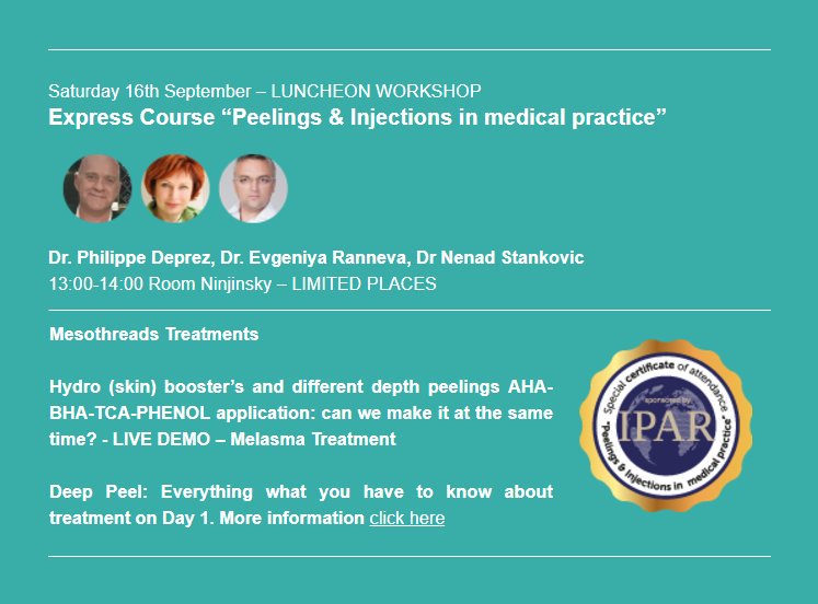 STPG_Social's tweet photo. #skintechpharmagroup Luncheon Workshop #amec2017. Saturday 16th Sept. 13:00-14:00 Room Ninjinsky. #SkinTech #peeldeep #melasma https://t.co/UoJcAxwYyK