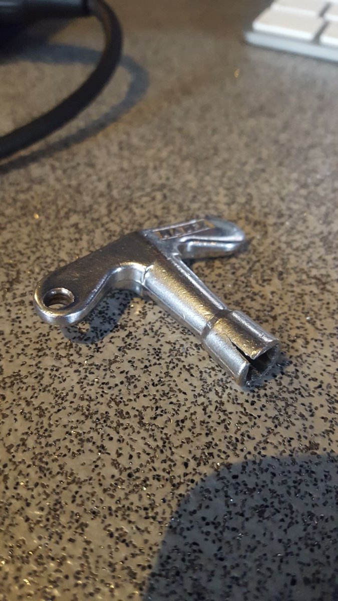cw_drummer's tweet photo. NOOOO! After 13 years of loyal service the #Mapex drum key has finally given up the ghost :( R.I.P little guy! @pottsydrums https://t.co/z0EsMBssrB