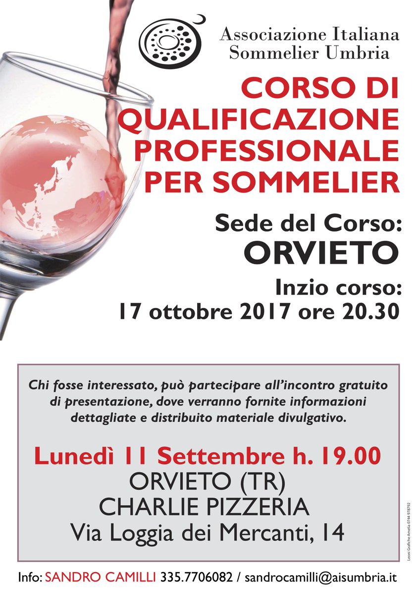 In partenza i nuovi corsi da Sommelier, la novità di quest'anno è che faremo degli incontri gratuiti di presentazione! Partiamo da Orvieto 🍷