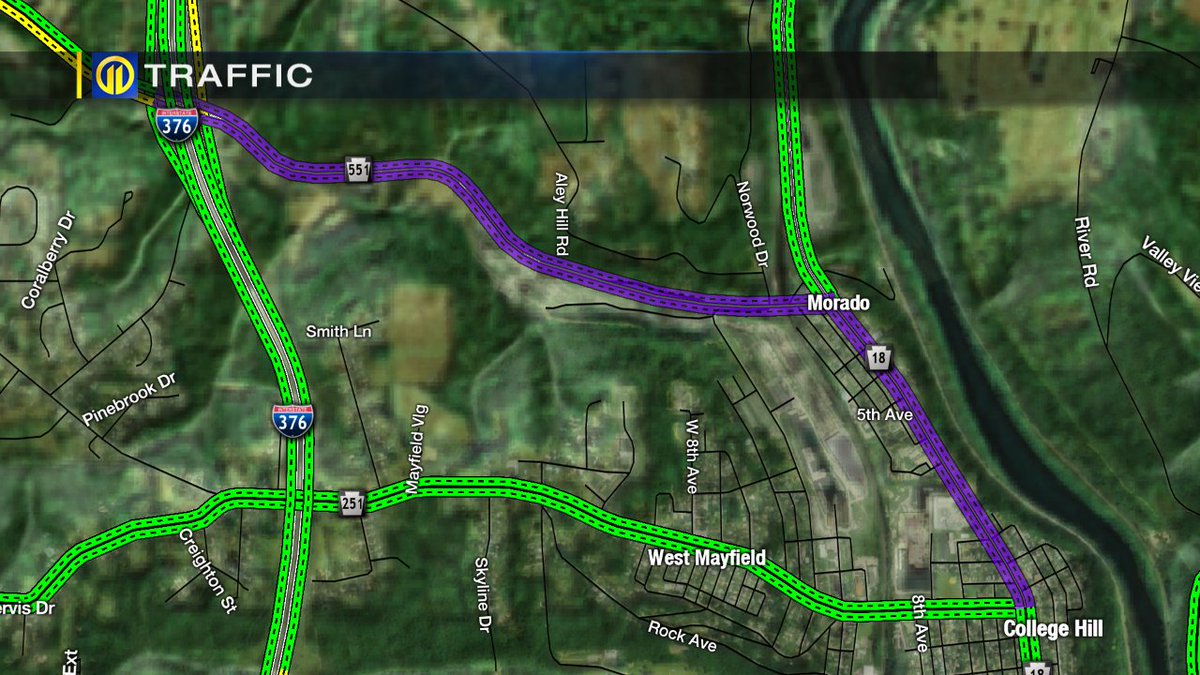 WPXITraffic's tweet photo. TRAFFIC ALERT: This entire area in Beaver Falls is closed for an accident at Rts 551 &amp; 18 @WPXI @JenniferTomazic https://t.co/2C8TBXqfvK