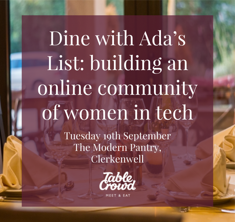 TableCrowd's tweet photo. Calling all #FemaleFounders! Dine w/ @AdasList's @anjali28 on building an online community of #womenintech https://t.co/svTB7BxJQS #London https://t.co/UMjn3ESYry