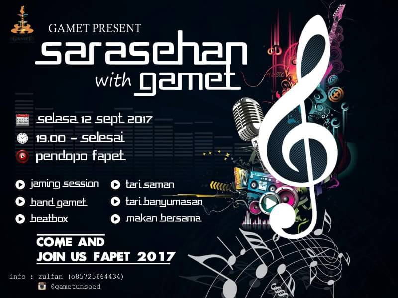 ~ SARASEHAN GAMET ~

CP
Line : zulfansidiq 
☎: 085725664434