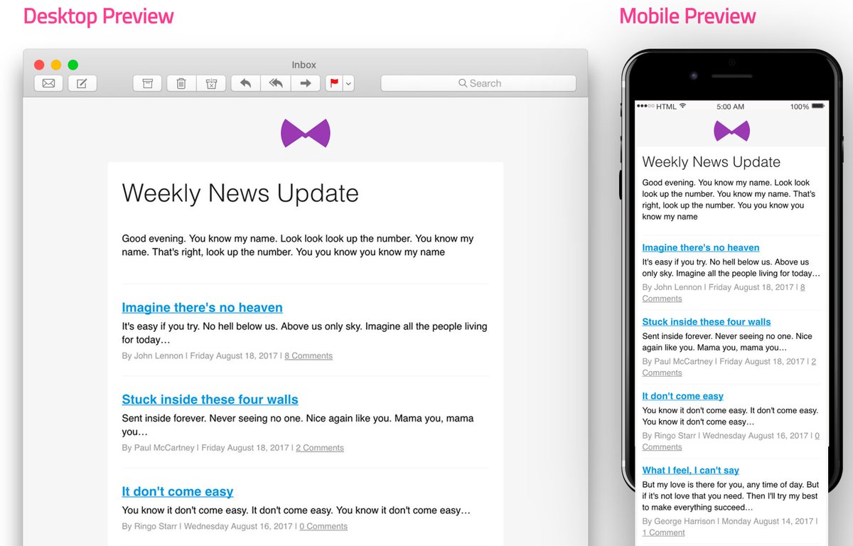 htmlemailio's tweet image. When you're setting up a new RSS to email service take a look at our simple HTML news template #rss2email buff.ly/2vJOrWh