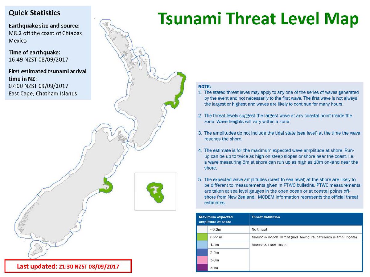 NZcivildefence's tweet photo. See the attached map for affected areas. There is NO land threat. No evacuation is necessary. https://t.co/PW3C97o30V