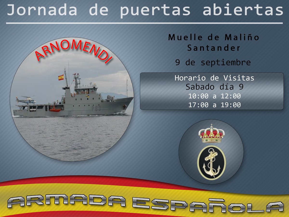 ¿Estás en Santander este #sábado? Pásate a visitar el patrullero #Arnomendi Jornadas de #puertasabiertas