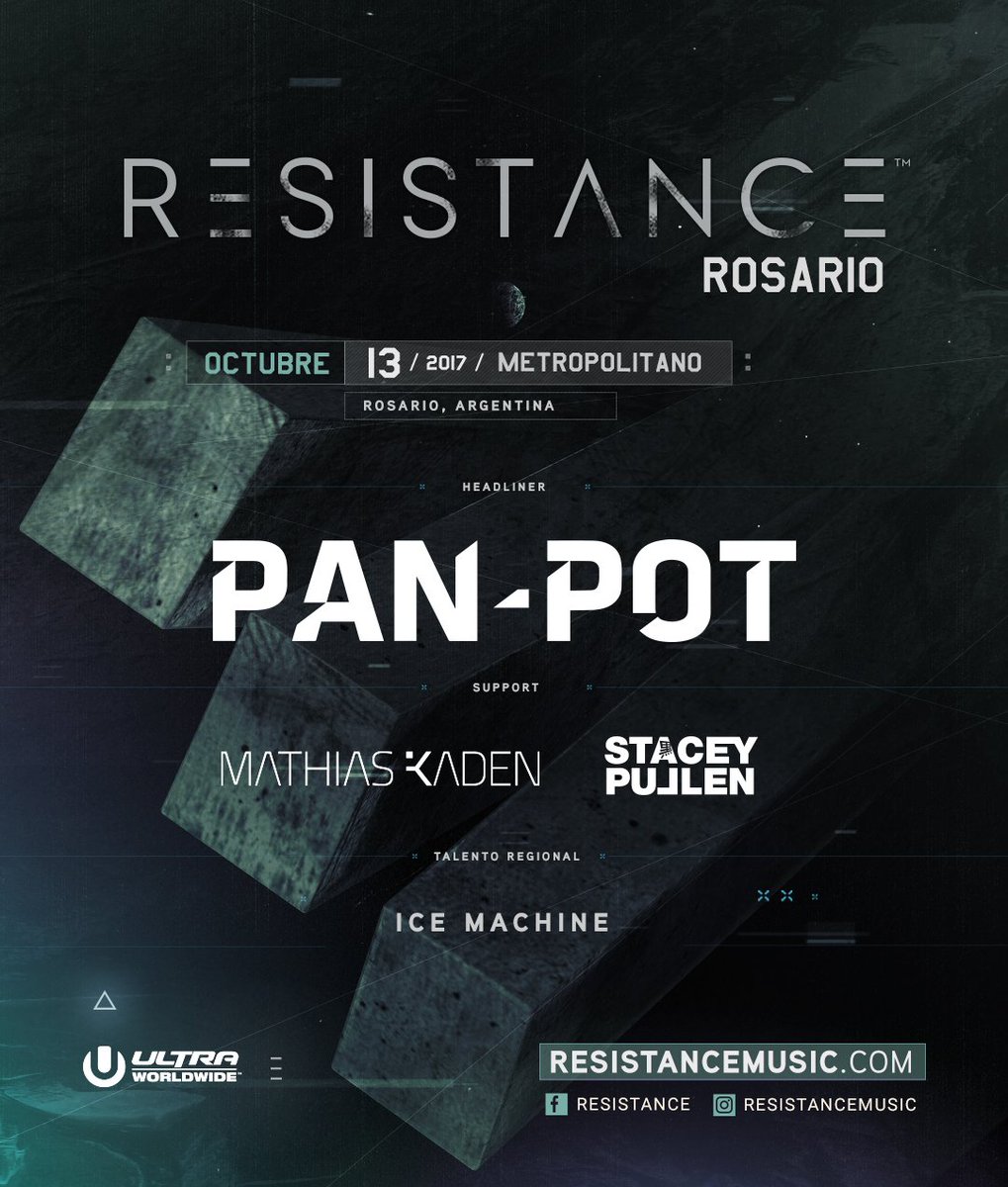 Mathias Kaden and Stacey Pullen will join Pan-Pot at RESISTANCE Rosario on October 13th...

Tickets: ResistanceMusic.com/tickets/rosario