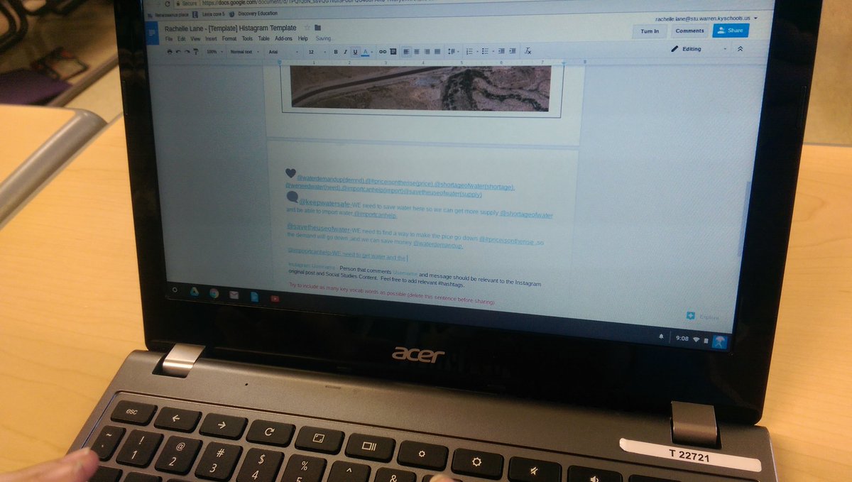 SW8Silver's tweet image. SWMS students using Google docs to recreate an instagram conversation between key economic vocab words. Reminder: econ test on Tuesday!!!