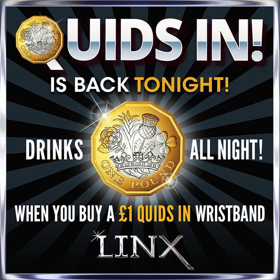 LinxNightClub's tweet image. Quids In returns tonight!
Rayleigh’s biggest Friday Night party!