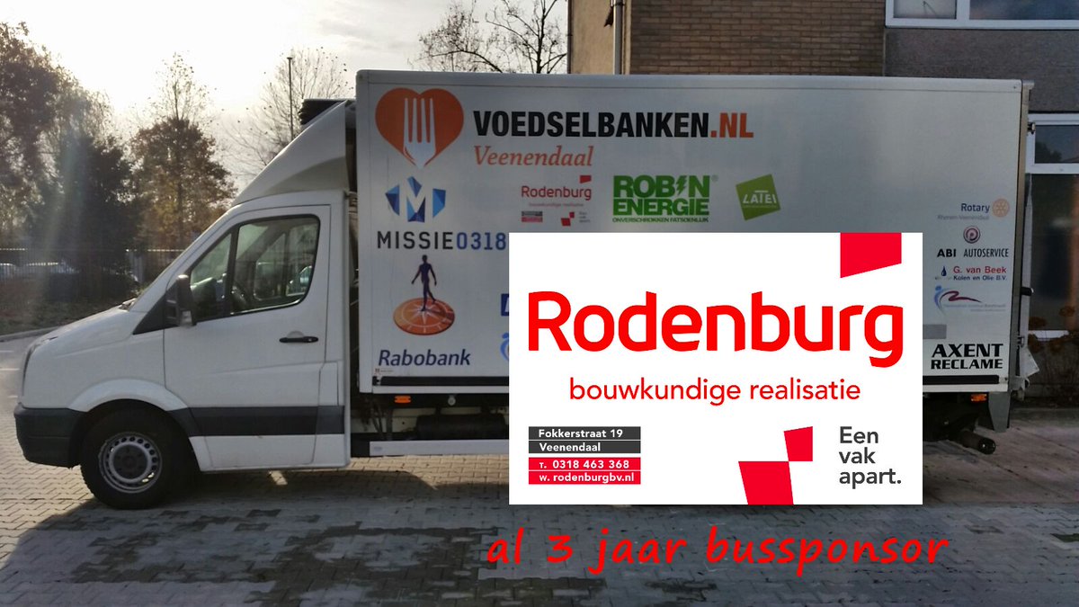 Voedselbank V'daal (@voedselbank0318) on Twitter photo Bouwbedrijf Rodenburg | Daar kunnen we op bouwen <a href="/AfbTim/">Tim Rodenburg</a> Al 3 jaar één van onze trouwe bussponsoren! Hou onze bus rijdend voor voedselhulp! Bouwbedrijf Rodenburg | Daar kunnen we op bouwen <a href="/AfbTim/">Tim Rodenburg</a> Al 3 jaar één van onze trouwe bussponsoren! Hou onze bus rijdend voor voedselhulp!